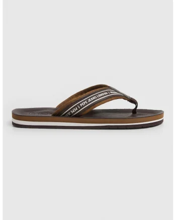 Papuci flip-flop cu logo, Maro inchis