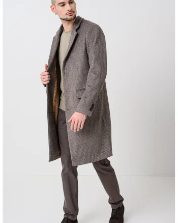 Haina din amestec de lana cu model, Maro inchis