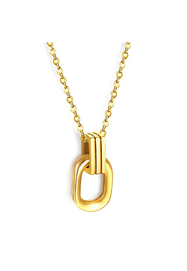 Colier auriu, din otel inoxidabil, suflat cu aur 18k, forma minimalista, Adele C1