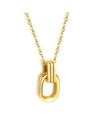 Colier auriu, din otel inoxidabil, suflat cu aur 18k, forma minimalista, Adele C1