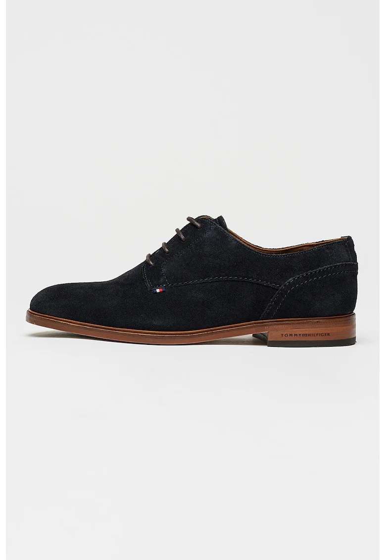 Pantofi Derby de piele intoarsa, Negru/Caramel