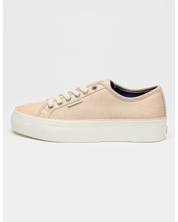 Pantofi sport textili flatform, Piersica/Alb murdar