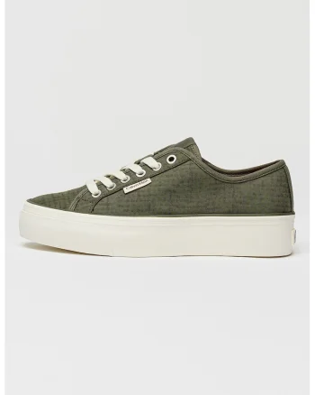 Pantofi sport textili flatform, Crem