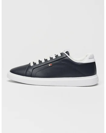 Pantofi sport Icon de piele, Alb optic/Bleumarin