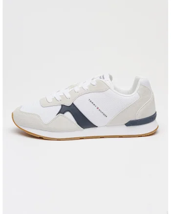 Pantofi sport low-cut cu material exterior de piele intoarsa, Maro taupe deschis/Alb optic/Bleumarin