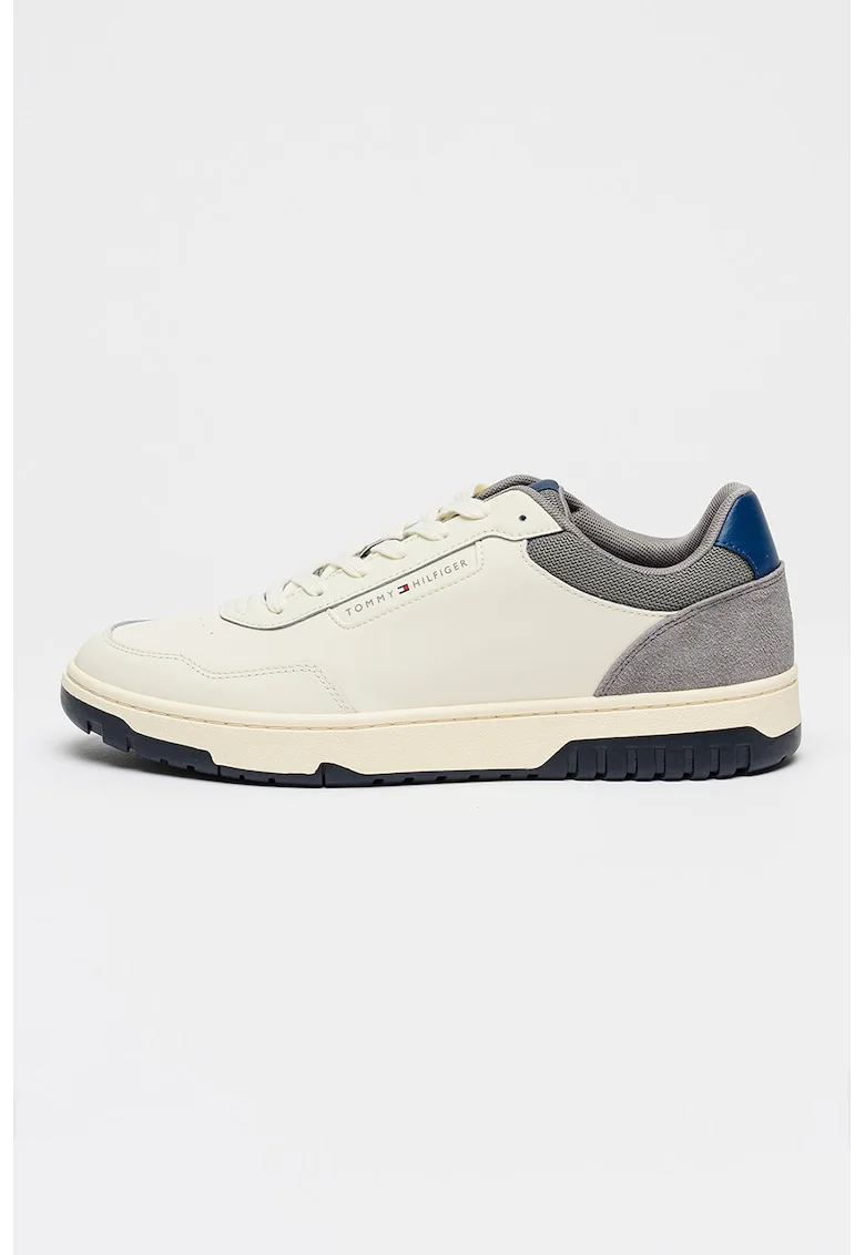 Pantofi sport Core Lite de piele cu garnituri de piele intoarsa, Negru stins/Maro taupe deschis/Crem