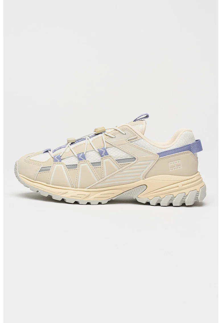 Pantofi sport cu insertii de plasa Outdoor, Albastru lavanda/Alb murdar/Bej deschis