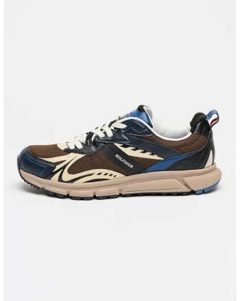 Pantofi sport cu garnituri de piele ecologica, Bej deschis/Bleumarin/Maro pamantiu