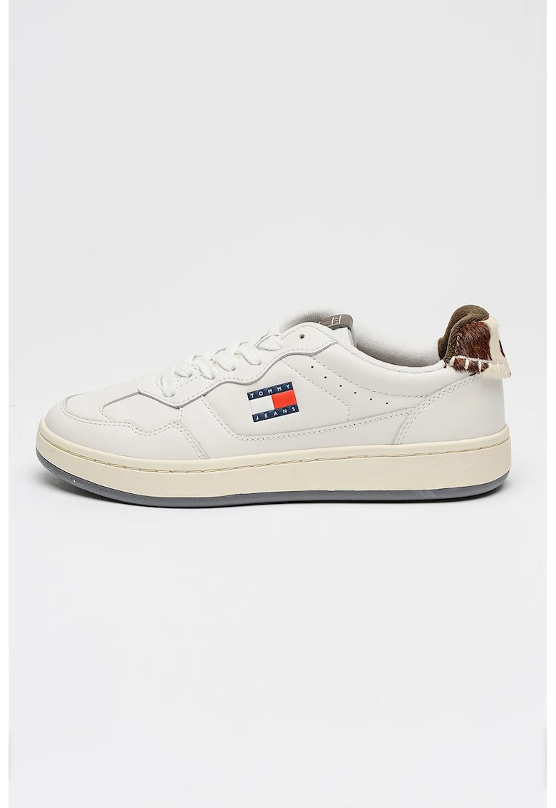 Pantofi sport de piele cu logo Archive, Crem