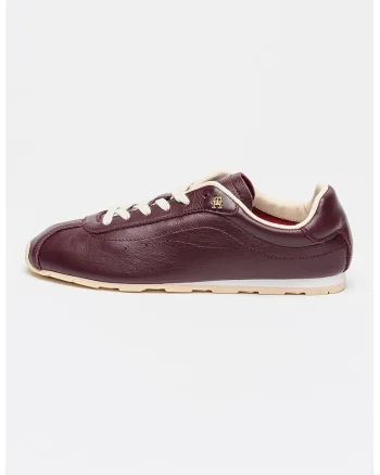 Pantofi sport Runner low-cut de piele, Visiniu/Bej deschis