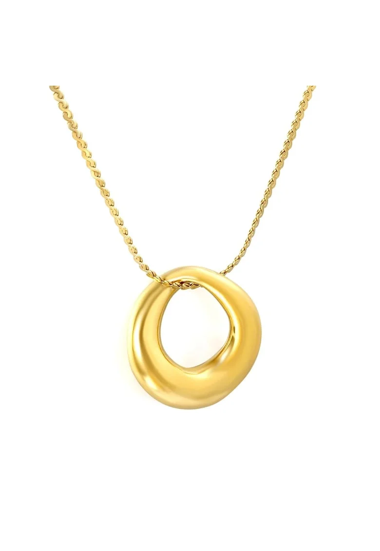 Colier auriu, din otel inoxidabil, suflat cu aur 18k, cu pandantiv minimalist, Kajana C1