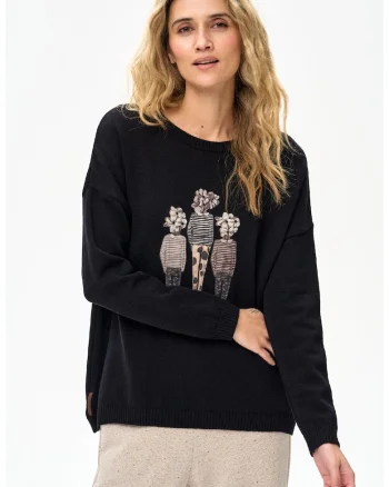 Pulover negru cu aplicatii Pax