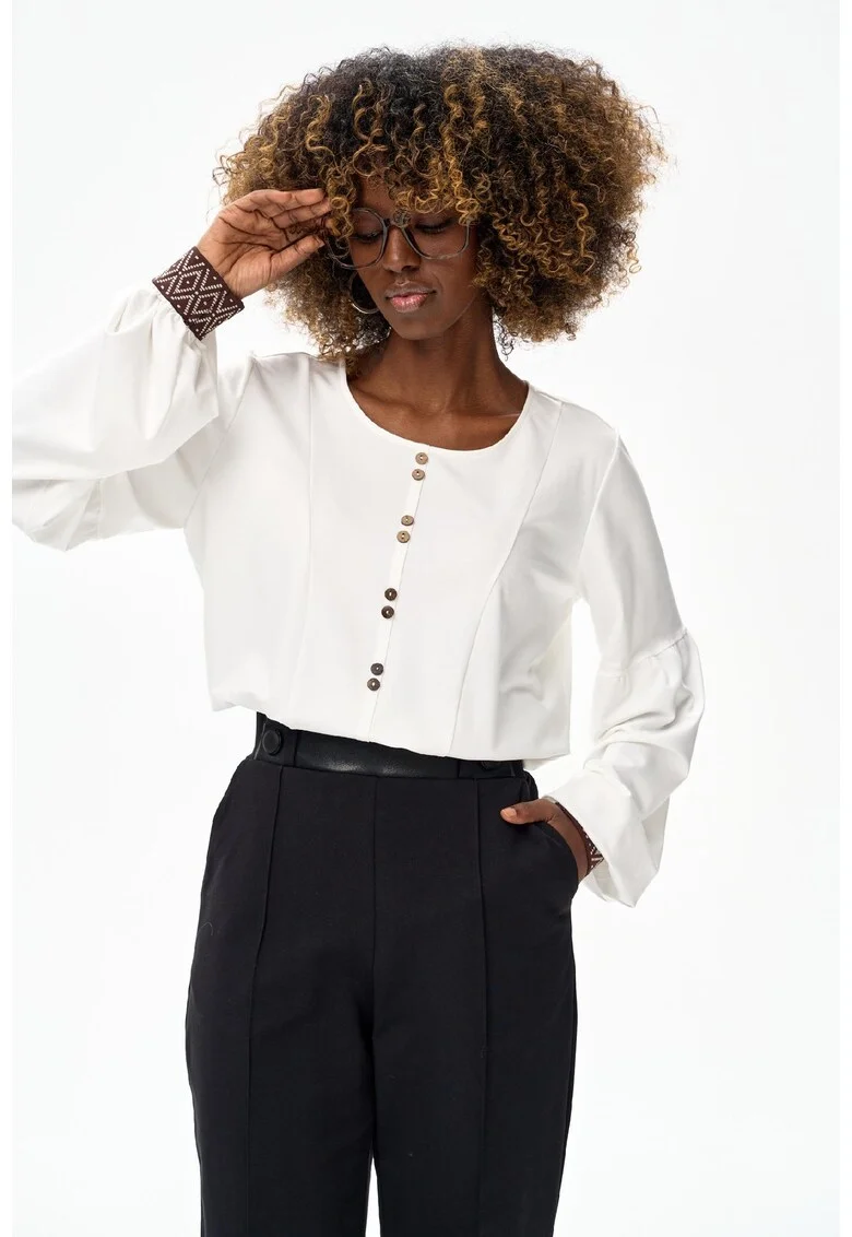 Bluza din vascoza cu mansete decorative Bera