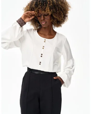 Bluza din vascoza cu mansete decorative Bera