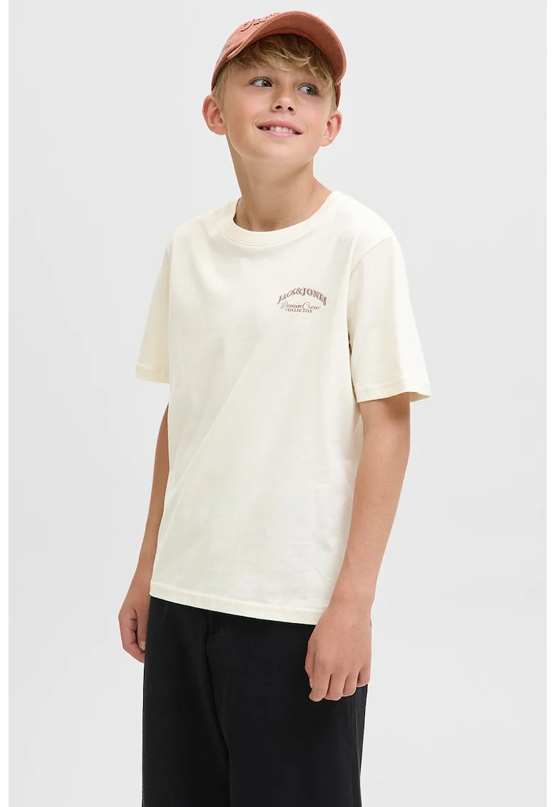 Tricou de bumbac cu imprimeu pe spate, Coral/Alb murdar