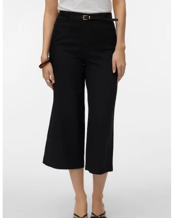 Pantaloni culotte capri cu croiala ampla, Negru