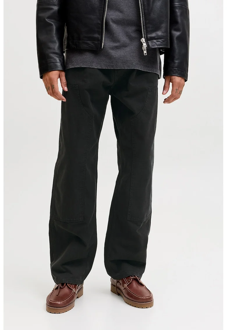 Pantaloni baggy din bumbac organic, Gri antracit