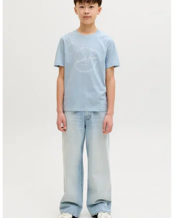 Tricou din bumbac cu imprimeu text, Albastru pastel