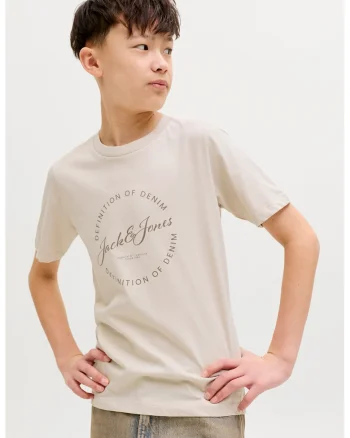 Tricou din bumbac cu imprimeu text, Bej deschis