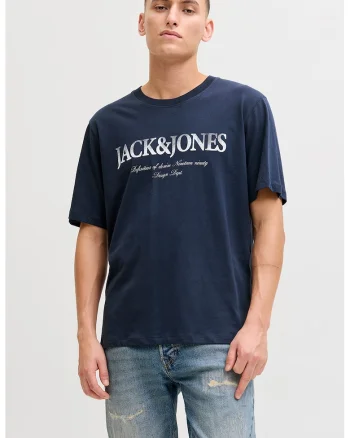 Tricou din bumbac cu logo, Alb/Bleumarin