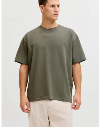 Tricou regular-fit cu decolteu la baza gatului, Verde sparanghel