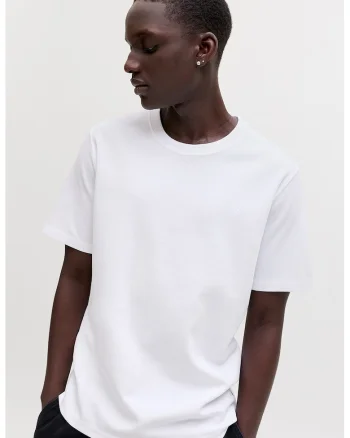 Tricou regular-fit cu decolteu la baza gatului, Alb optic