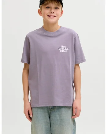 Tricou din bumbac cu imprimeu grafic pe partea din spate, Alb/Gri deschis/Lila