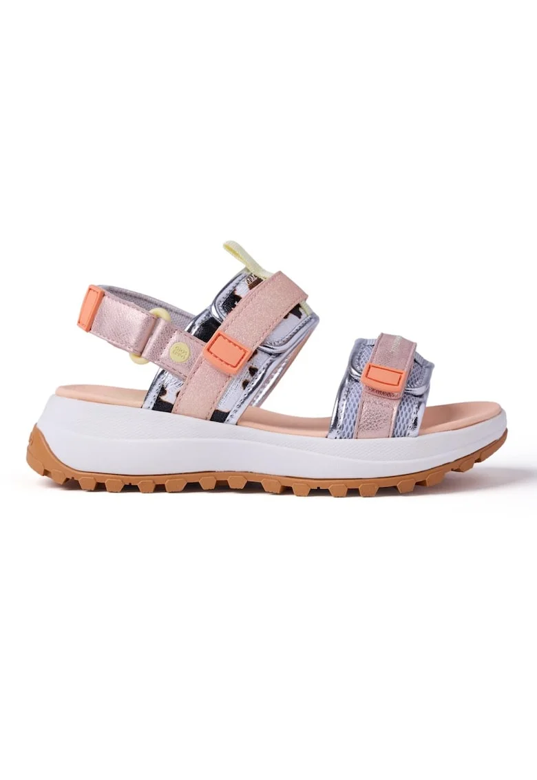 Sandale wedge cu animal print Sporty, Negru/Maro