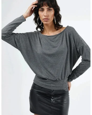 Bluza dama  negru/gri, jerseu