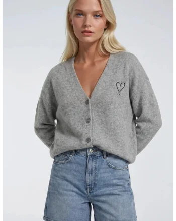 Cardigan dama,  supradimensionat, gri, poliester/acril/lana, One Size