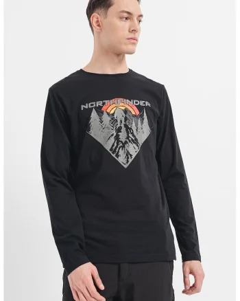 Tricou bumbac cu maneca lunga barbati Clair, Rosu/Negru/Gri