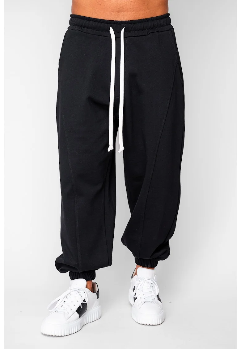 Pantaloni lung Baggy din 100% Bumbac - 400gr/mp Premium Edition Black 20196, Negru