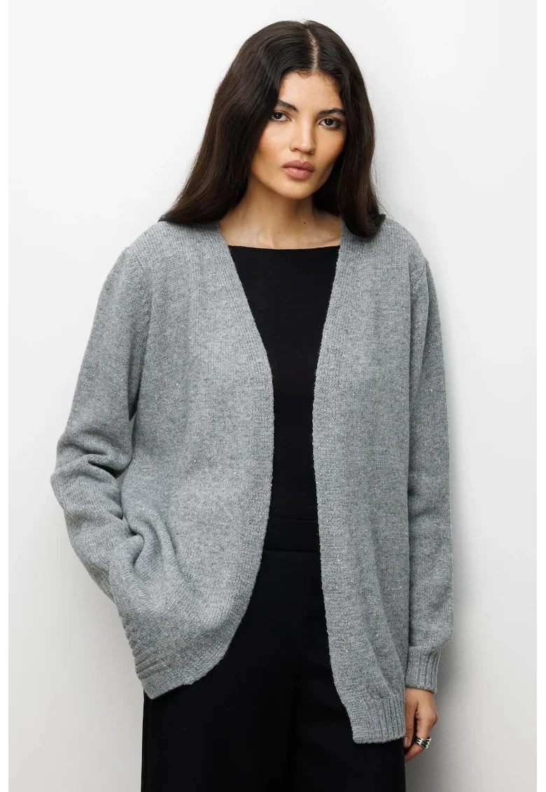 Cardigan supradimensionat,  gri, poliester, One Size
