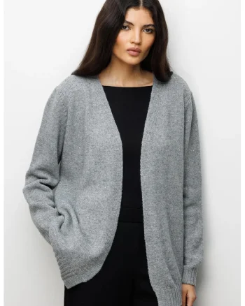 Cardigan supradimensionat,  gri, poliester, One Size