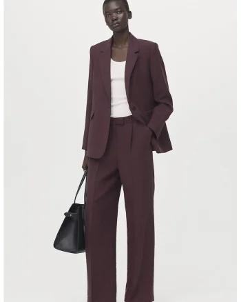 Sacou regular fit cu model uni, Violet pruna