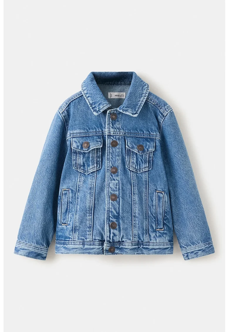 Jacheta din denim cu nasturi, Albastru pastel