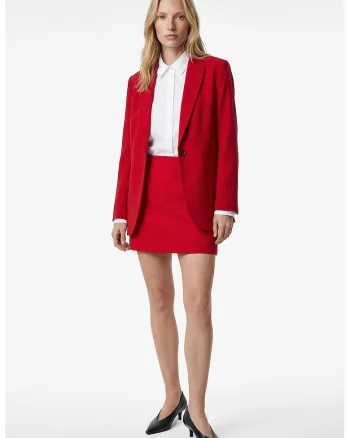 Fusta scurta cu model uni, Rosu vermillion