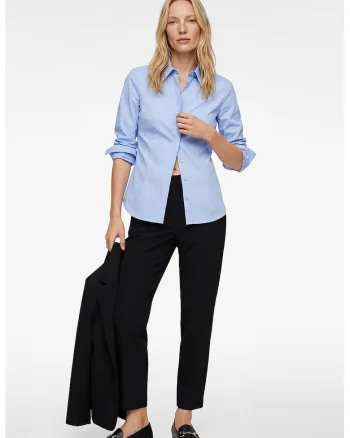 Pantaloni crop cu croiala conica, Negru
