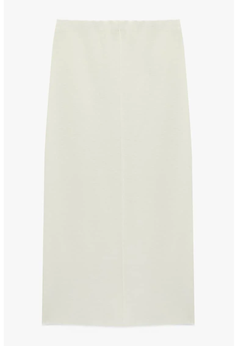 Fusta slim fit dreapta, Alb fildes