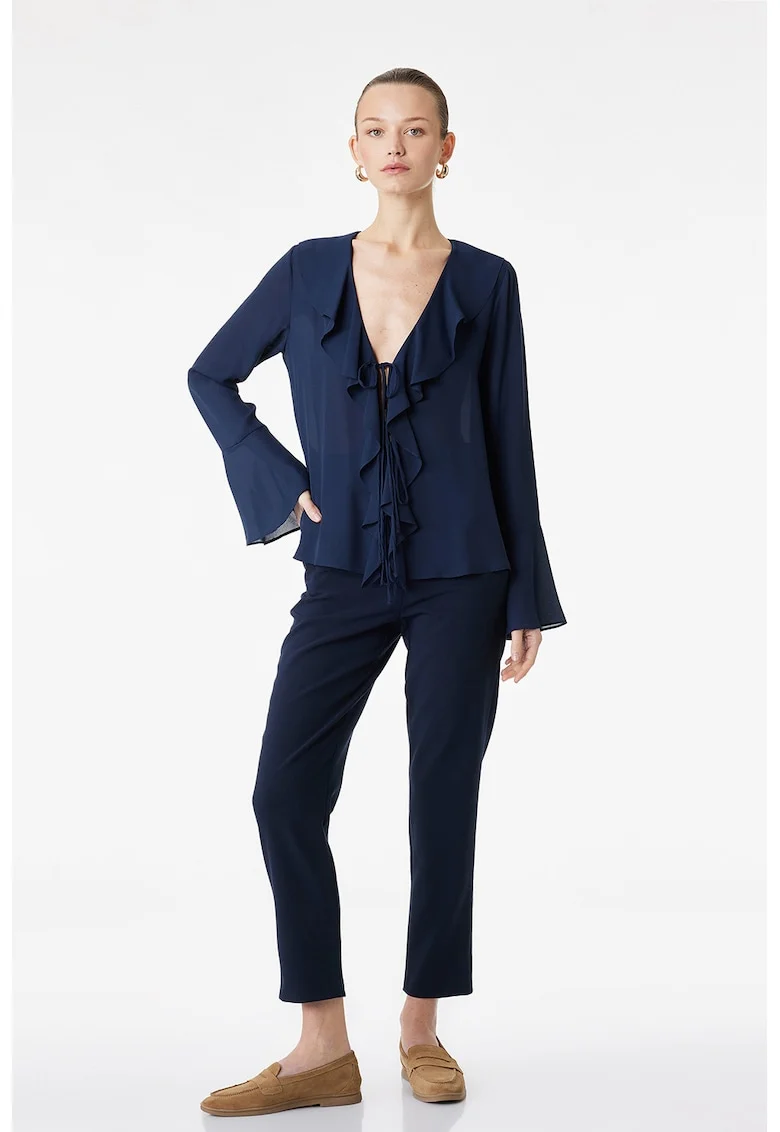 Pantaloni crop cu croiala conica, Albastru ultramarin