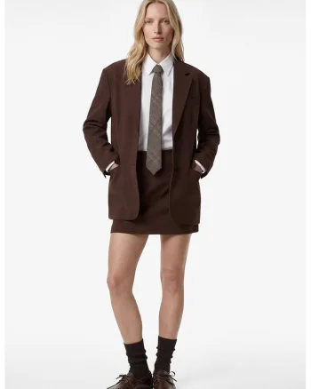 Fusta scurta cu model uni, Maro pamantiu