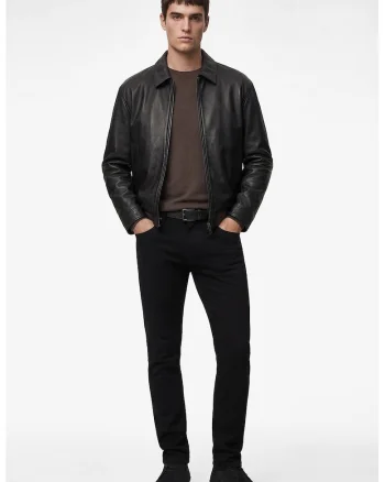 Blugi slim-fit cu model uni, Negru