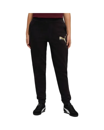 Pantaloni,  Ess Metallic Sweatpants Fl, Negru