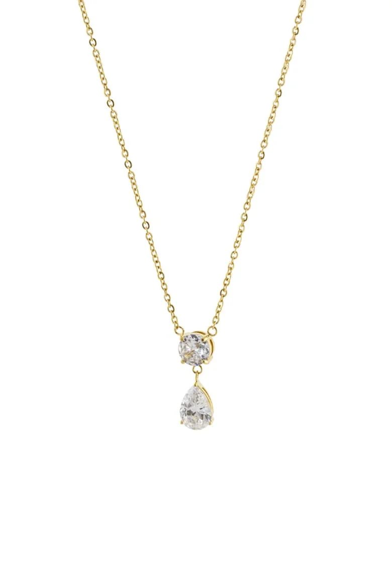 Colier placat cu aur de 18K si decorat cu zirconia, Auriu