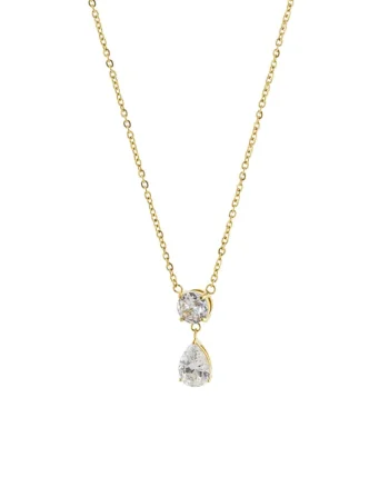Colier placat cu aur de 18K si decorat cu zirconia, Auriu