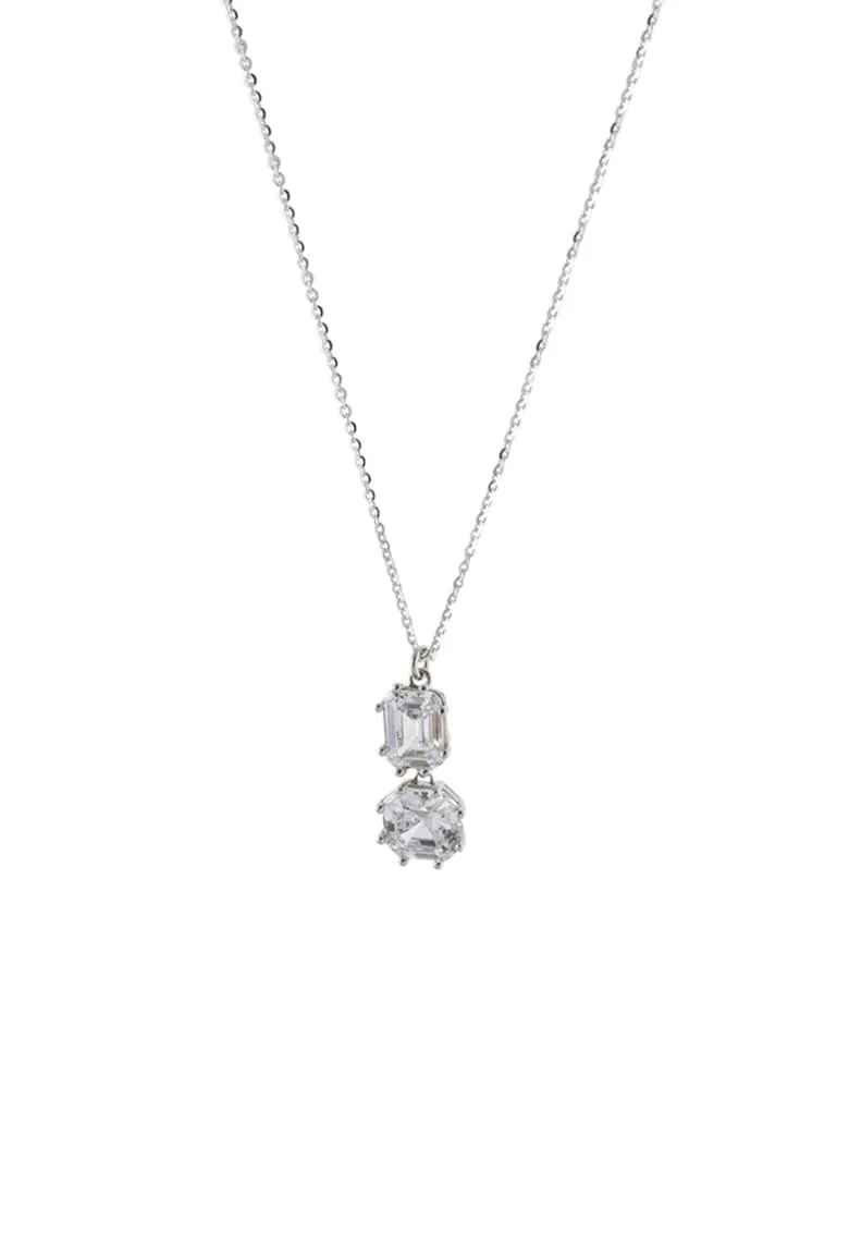 Colier placat cu rodiu si decorat cu zirconia, Argintiu