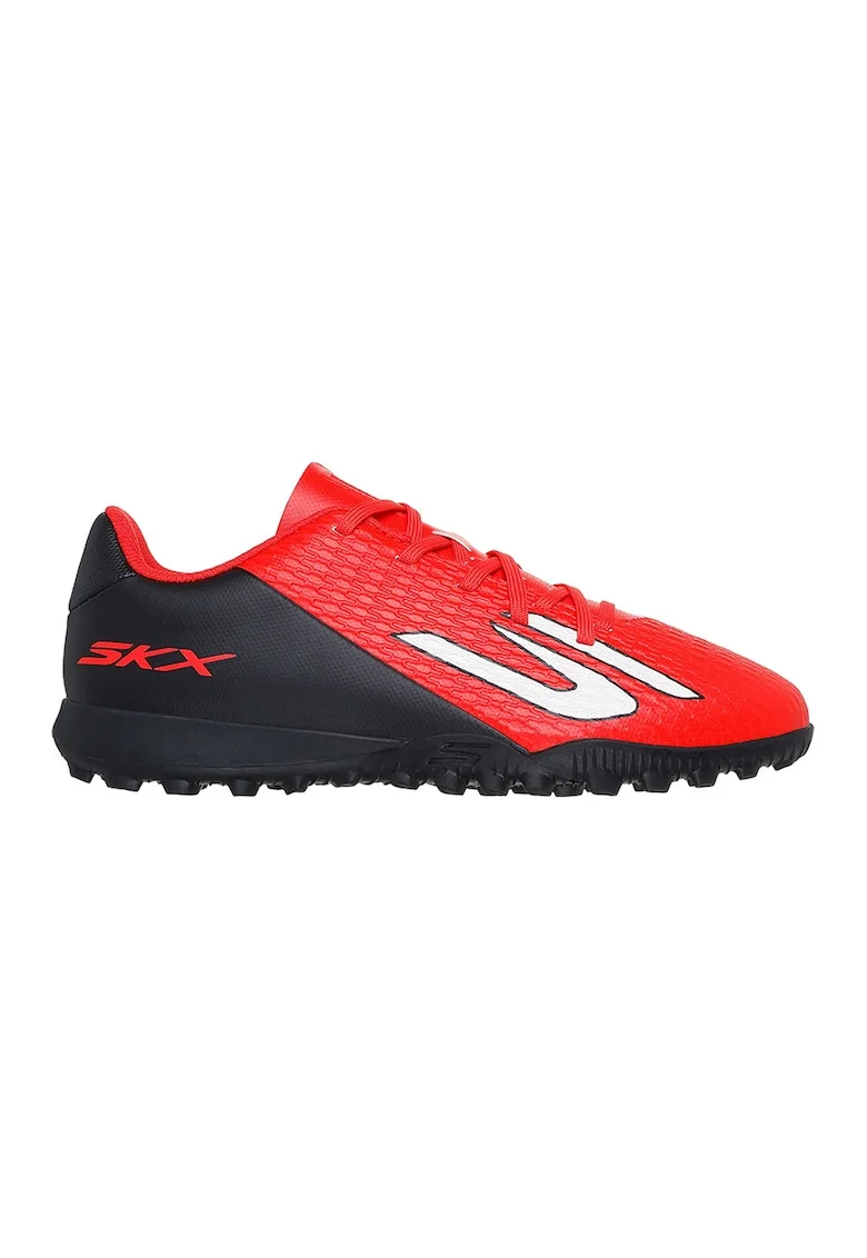Pantofi SKX 2 Jr cu logo pentru fotbal, Alb/Negru/Rosu vermillion