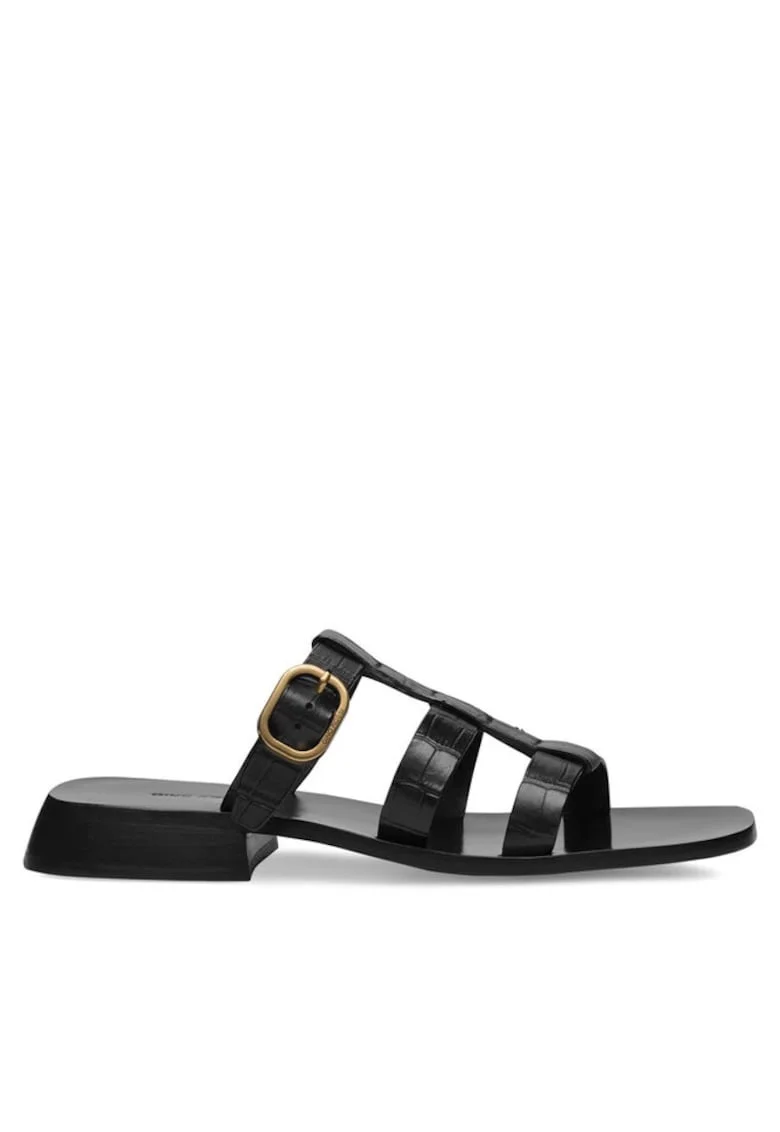 Sandale negre din piele naturală, Negru