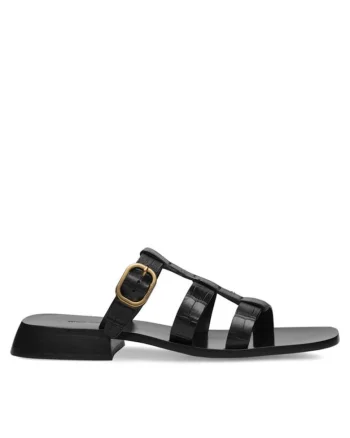 Sandale negre din piele naturală, Negru