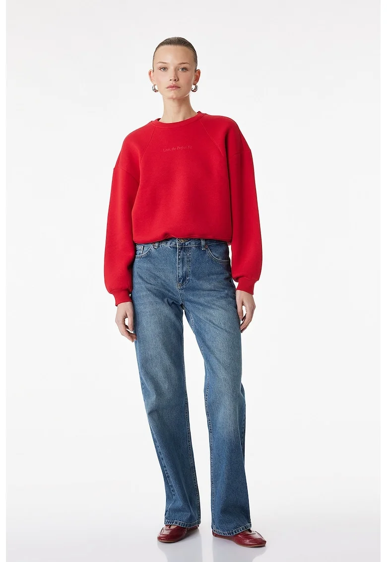 Bluza lejera de trening cu decolteu la baza gatului, Rosu